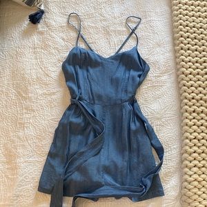 Lulus crisscross back denim romper